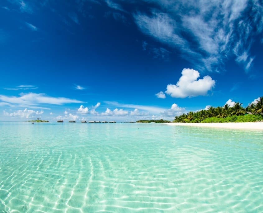 Crystal clear waters in The Maldives