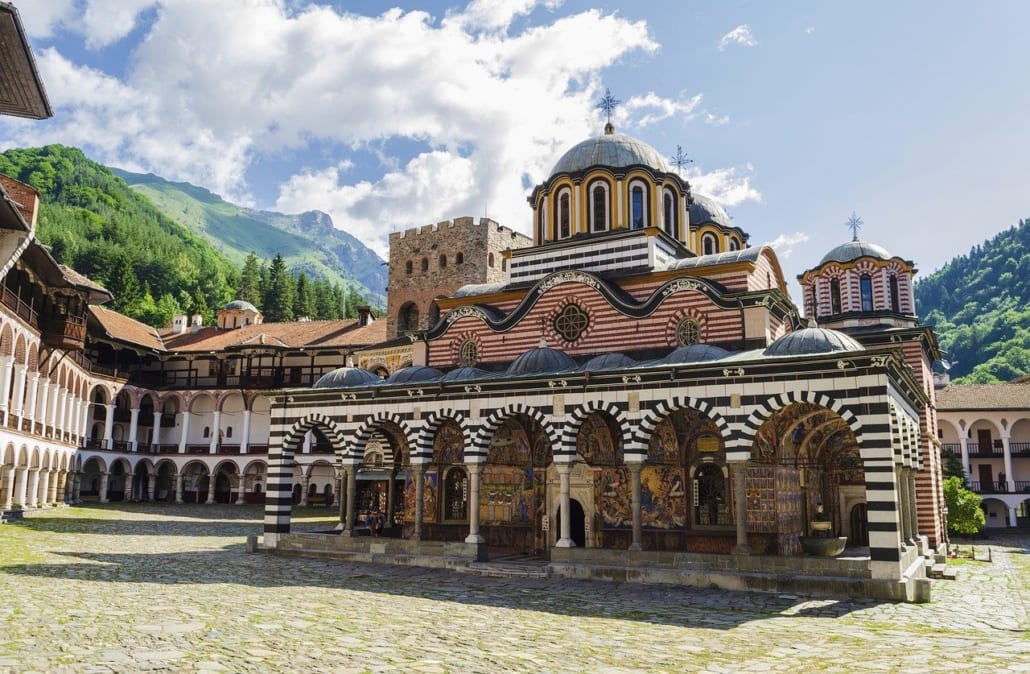 The Rila Monastery near Sofia in Bulgaria, one of the cheapest backpacking countries in the world