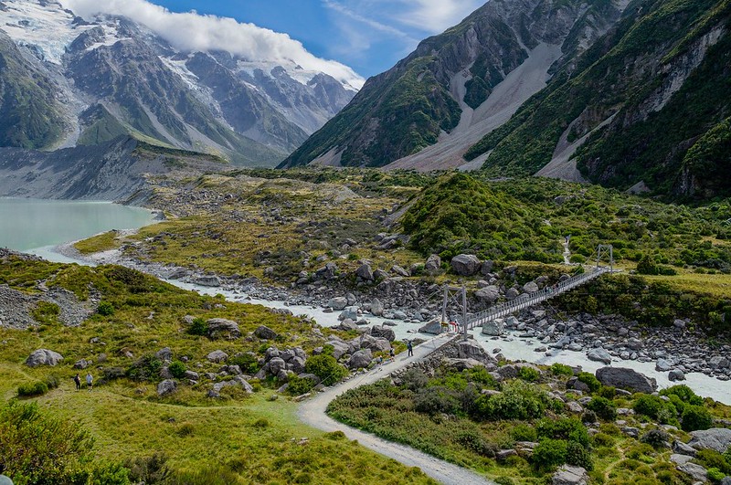 The Hooker Valley Track is one of the most popular day hikes in New Zealand. It is located within the Aoraki/Mount Cook National Park, South Island.