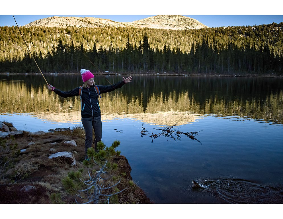 Brook trout caught on a Tenkara fishing rod