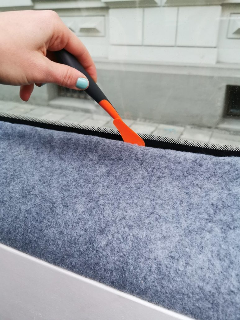 The secret weapon: an orange peeler to help achieve a clean finish on the felt.