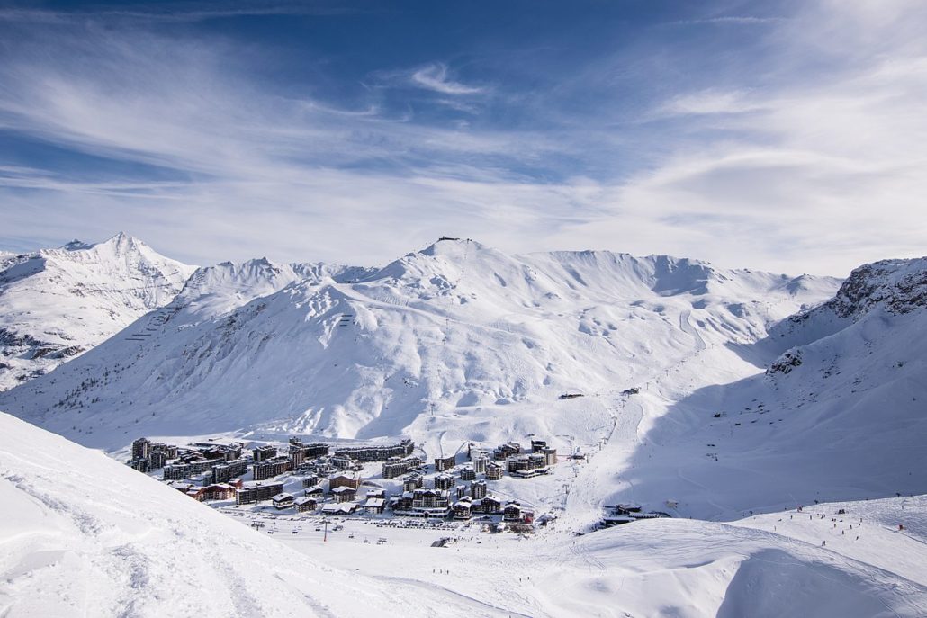 A Tignes resort town nestled in the stunning French Alps