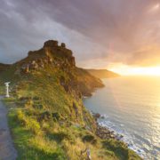Sunset at the Valley of Rocks viewpoint in Exmoor National Park