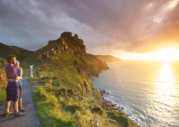 Sunset at the Valley of Rocks viewpoint in Exmoor National Park