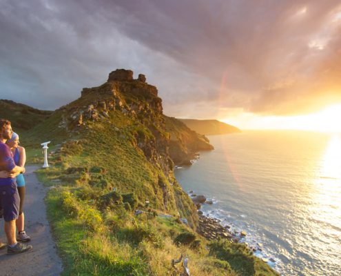 Sunset at the Valley of Rocks viewpoint in Exmoor National Park