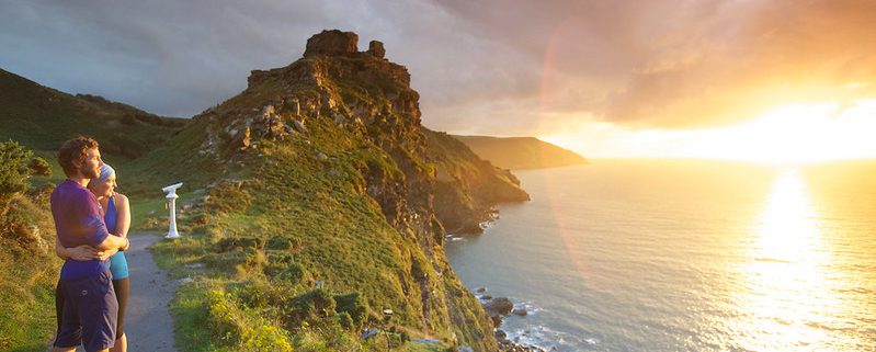 Sunset at the Valley of Rocks viewpoint in Exmoor National Park