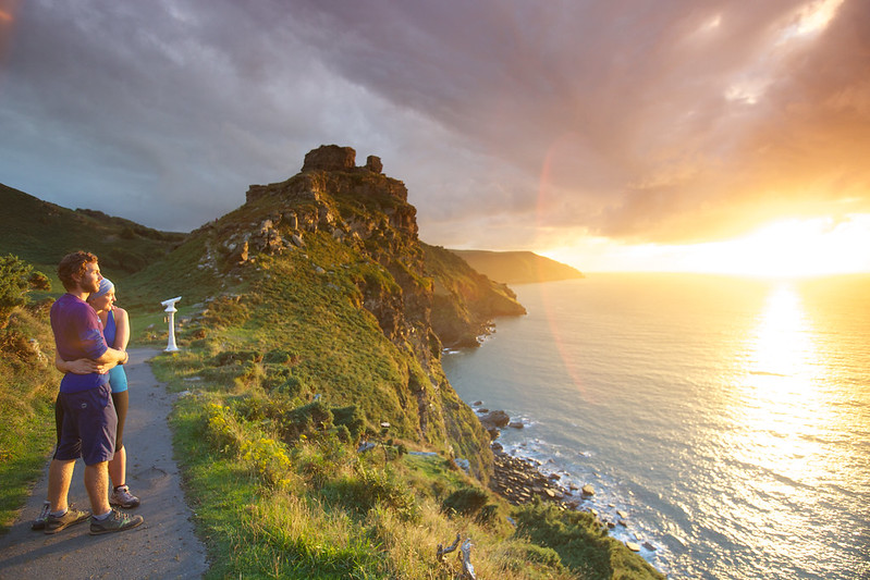 Sunset at the Valley of Rocks viewpoint in Exmoor National Park