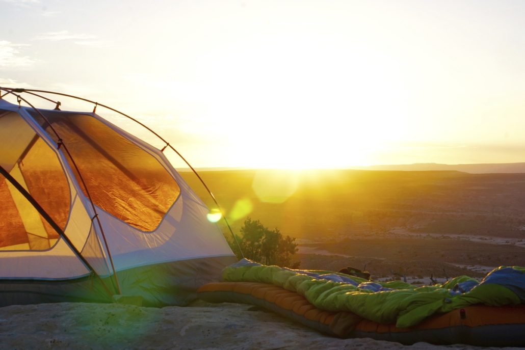 A typical pop-up tent with external flexible poles