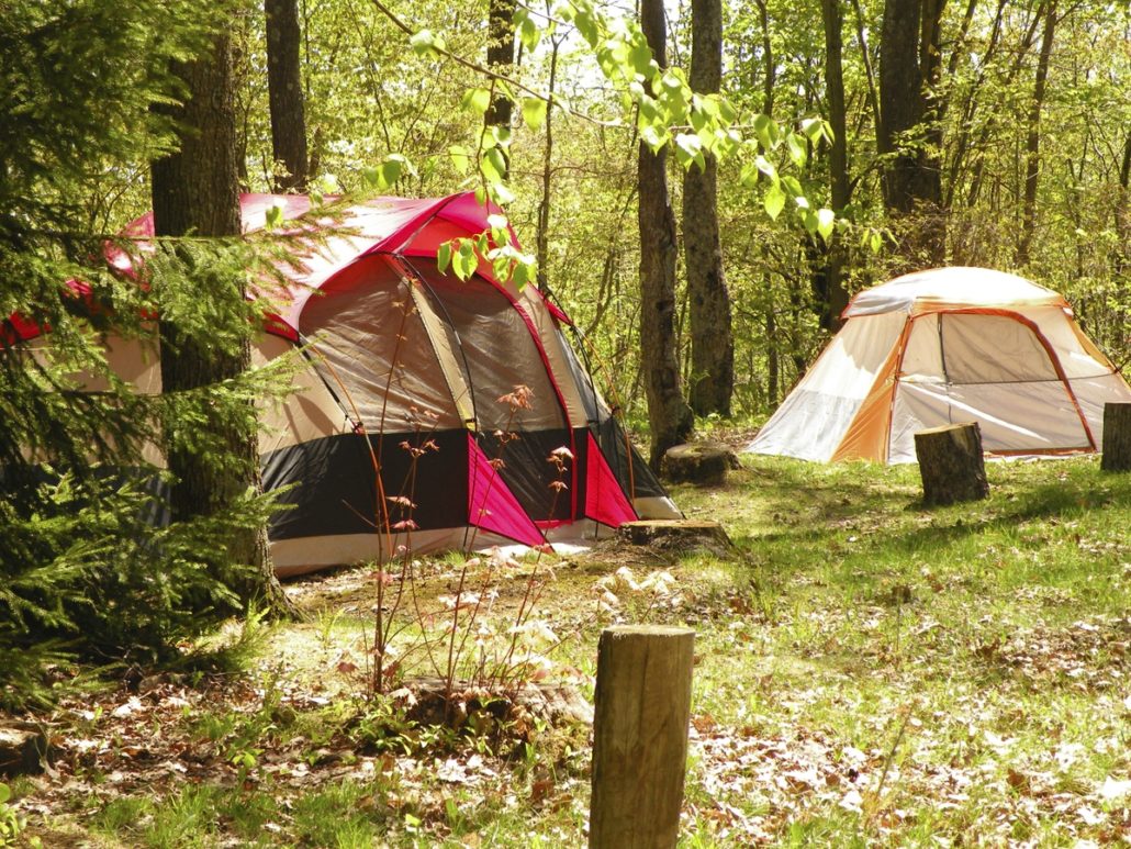 A large 'instant cabin' style family tent