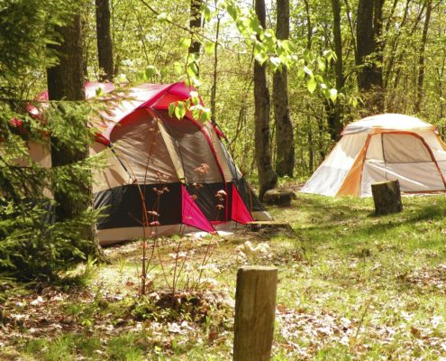 A large 'instant cabin' style family tent