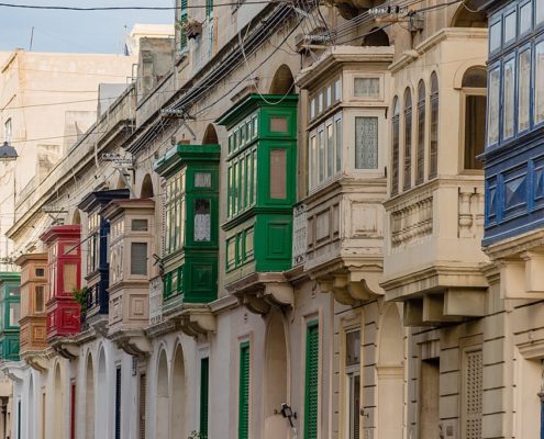 The colorful balconies of Malta