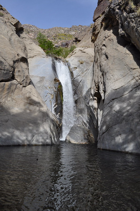 The impressive 60-foot Tahquitz Falls in Tahquitz Valley, one of the best hikes in Palm Springs