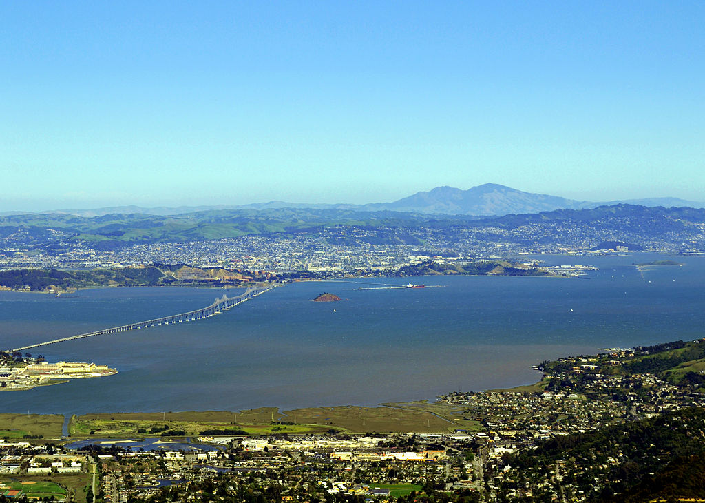 Mount Diablo looming in the background of the San Francisco Bay