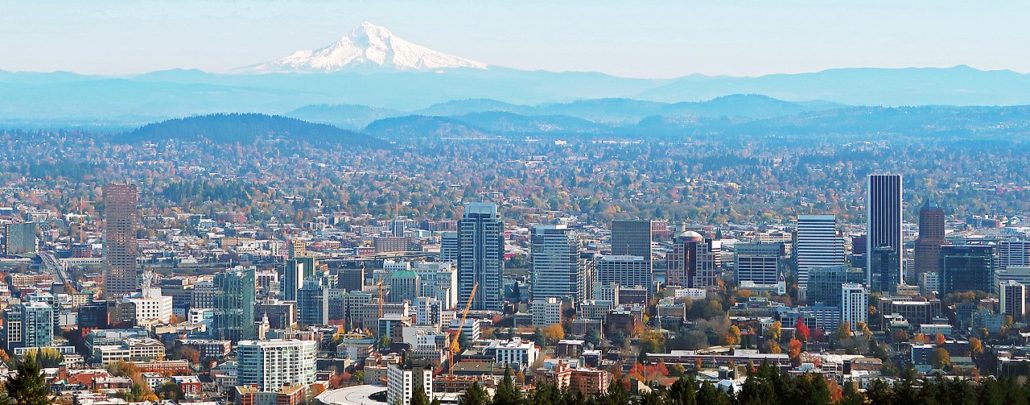 Portland and Mount Hood from Pittock Mansion
