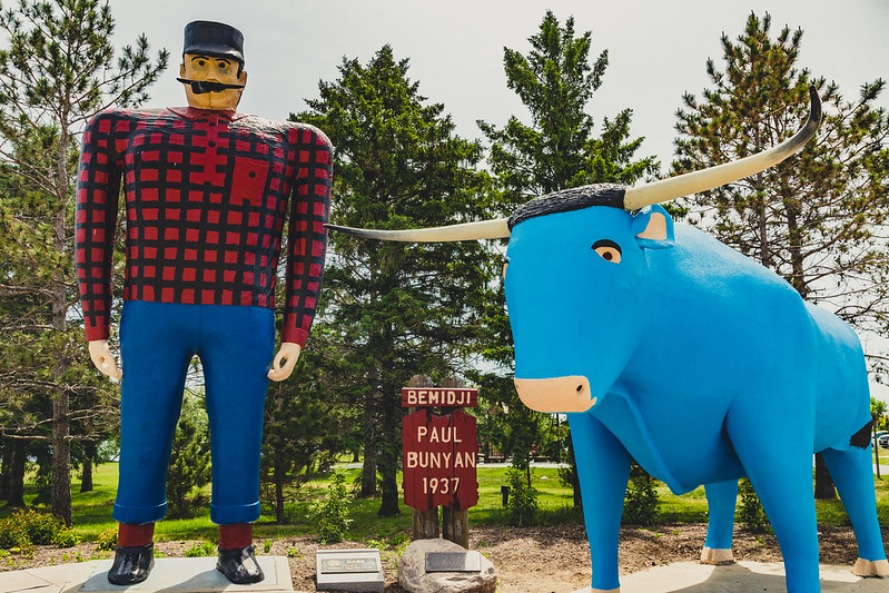 Paul Bunyan and Babe the Blue Ox - Bemidji, Minnesota, one of the best day trips from Minneapolis