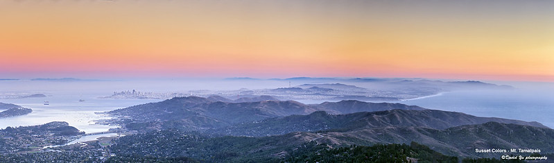 Sunset view from Mount Tamalpais over the San Francisco Bay