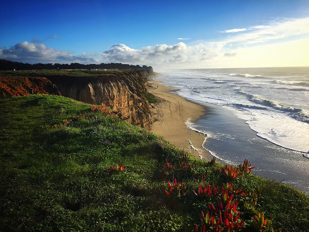 View of the coastal cliffs in Half Moon Bay, California an amazing day trip from Sacramento
