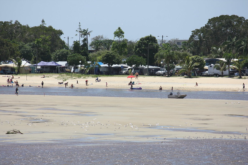 The Cotton Tree Caravan Park at Maroochydore is right on the water and very popular with families at this time of the year.