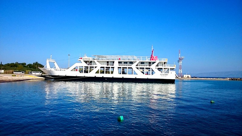Ferry at Lefkimmi on Corfu in Greece