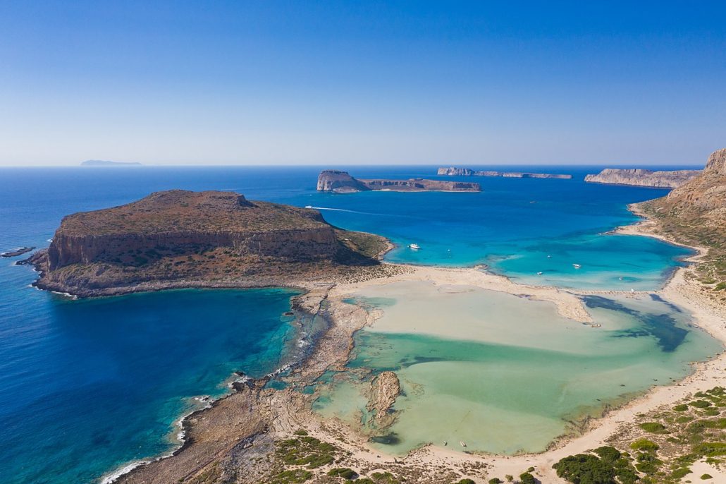 Aerial view of Balos Beach, Crete, Greece