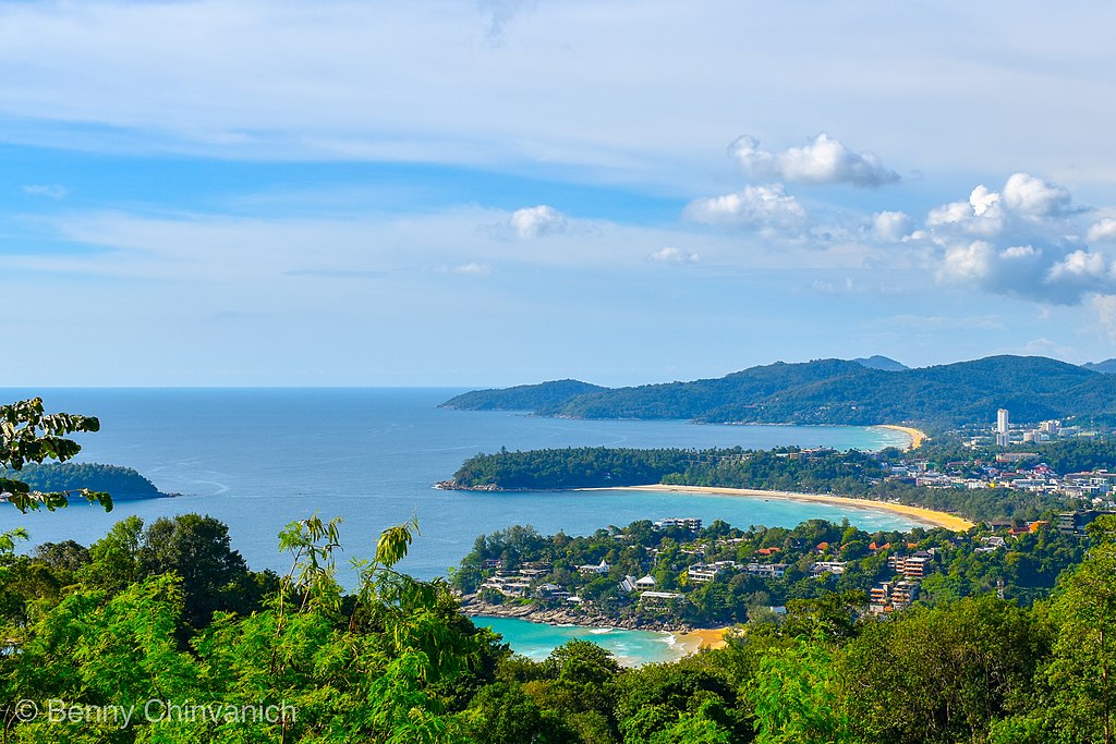 Aerial view of Phuket with its many beaches