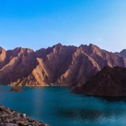 View of Hatta Dam surrounded by mountains