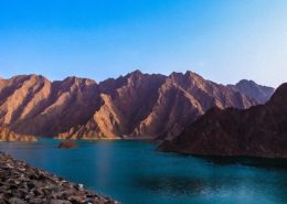 View of Hatta Dam surrounded by mountains