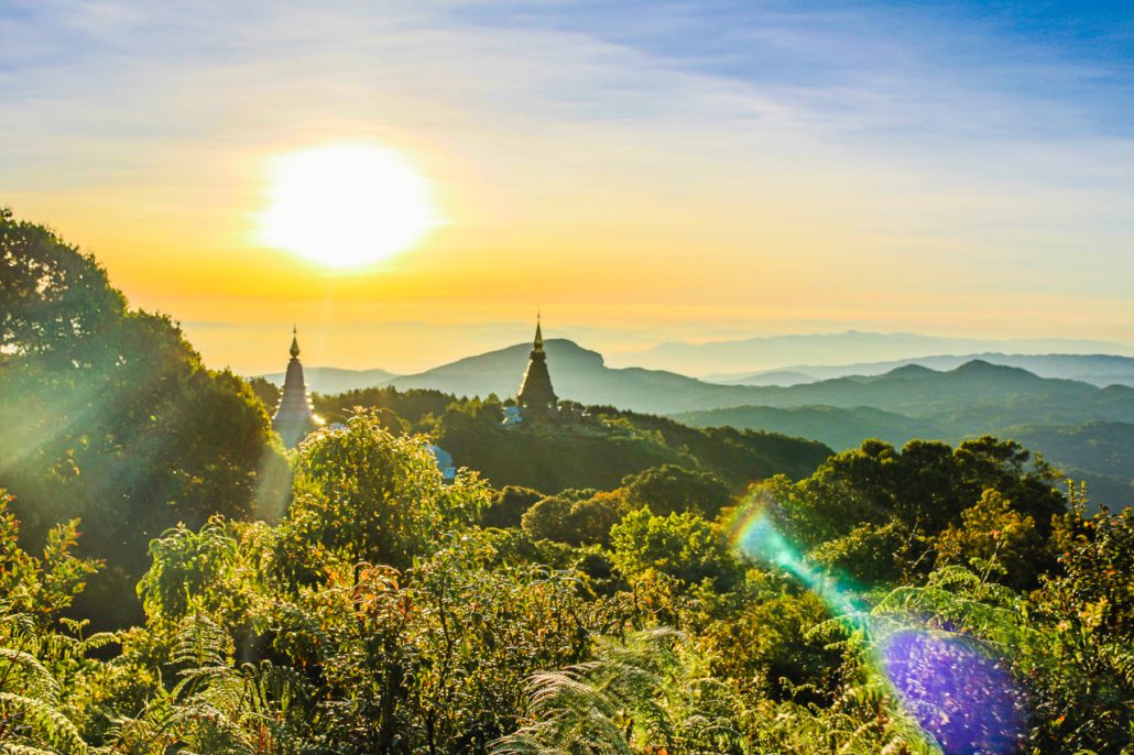 Sunset with the Two Pagodas at Doi Inthanon