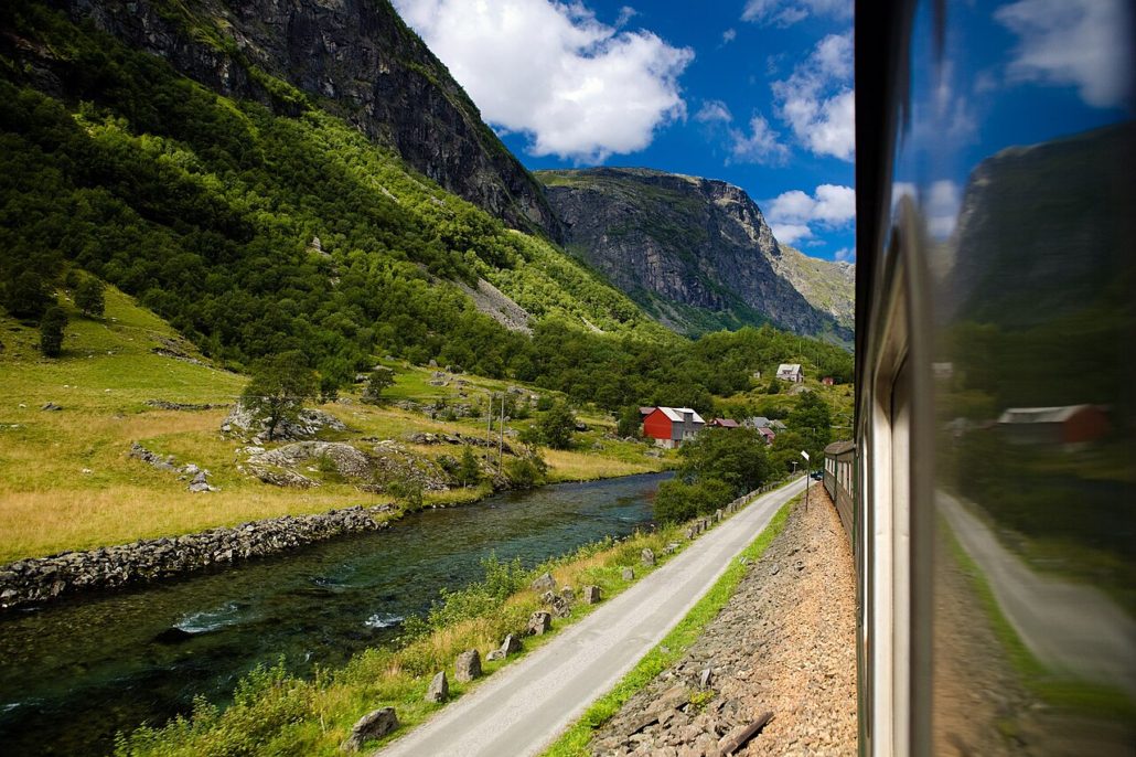While we took the Flam Railway as a scenic tour it actually is a commuter rail line. ??It runs between the towns of Flam (sea level) and Myrdal (866m above sea level) in a distance of only 20km. The train ride offers spectacular scenery as it goes through many ttwists and turns to make its ascent up the mountain side..
